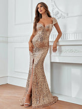 Elegant Sweetheart Neck Sequin Mermaid Hem Dress - Elonnashop